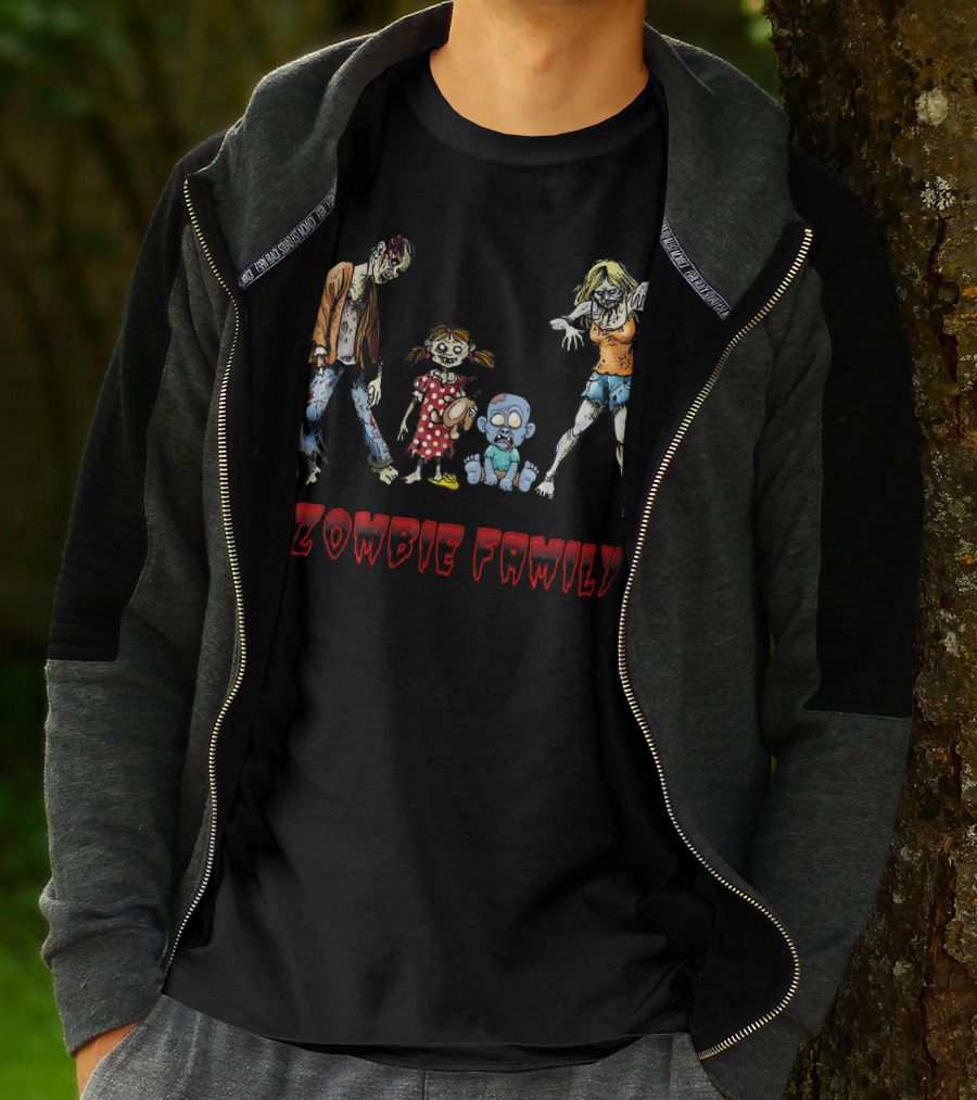 Zombie Family Funny Zombies Hall Creepy Cartoon Characters T-Shirt