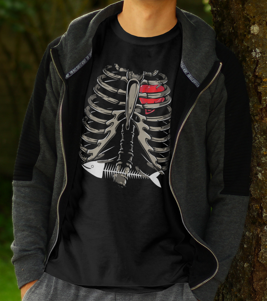 Xray Ribcage Heart Fish Bone Costume Cool Easy T-Shirt