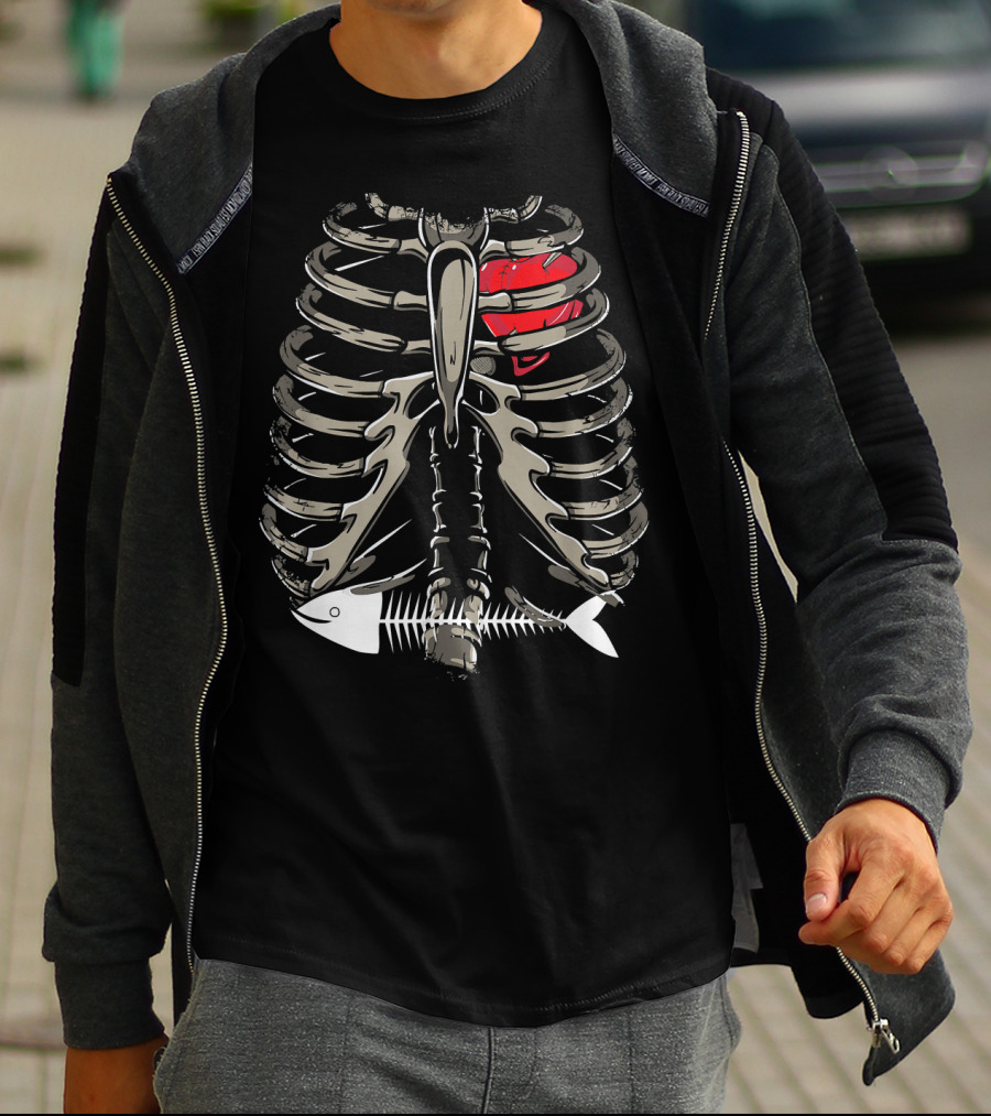 Xray Ribcage Heart Fish Bone Costume Cool Easy T-Shirt