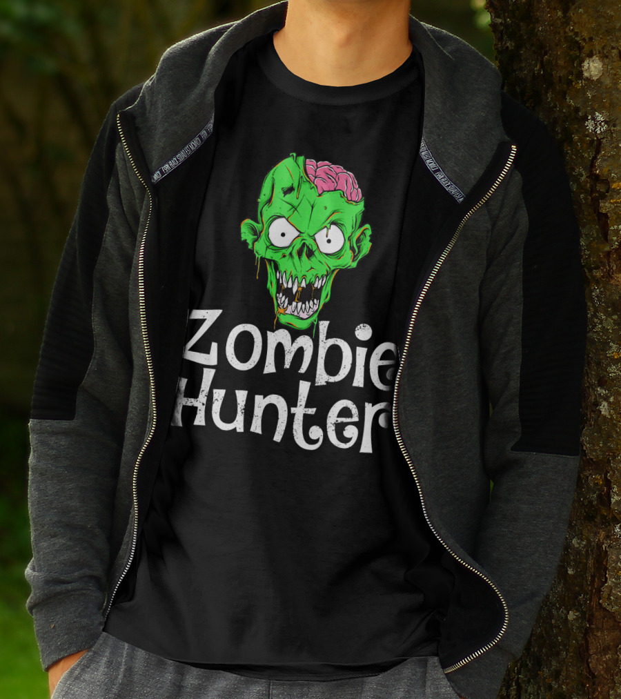 Zombie Hunter Halloween Zombie Head T-Shirt