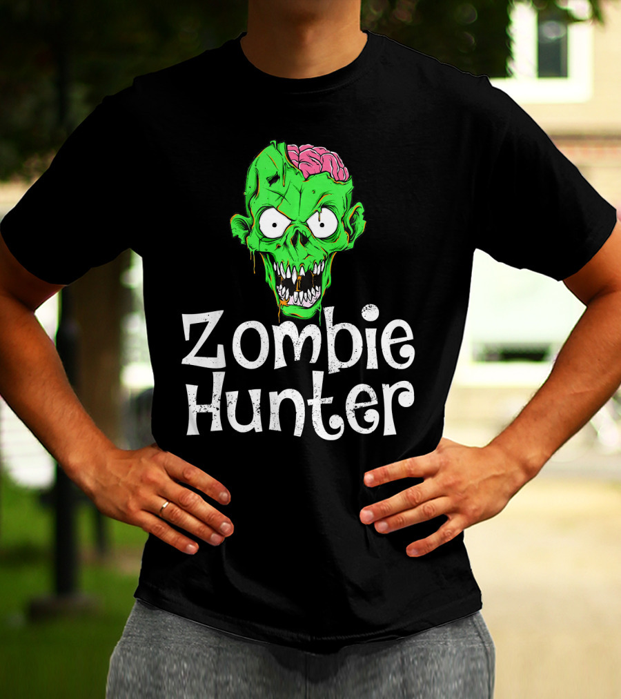 Zombie Hunter Halloween Zombie Head T-Shirt