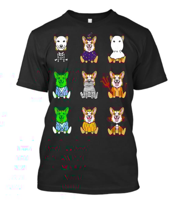 Halloween Costume Pembroke Welsh Corgi Skeleton Witch Ghost Zombie Mummy Devil Vampire Pumpkin T-Shirt