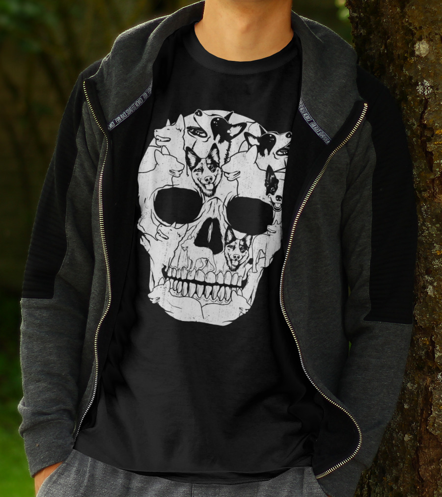 Australian Cattle Dog Skull Halloween Co Canine T-Shirt