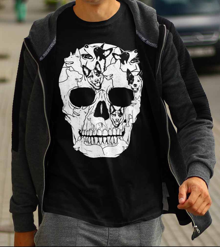 Australian Cattle Dog Skull Halloween Co Canine T-Shirt