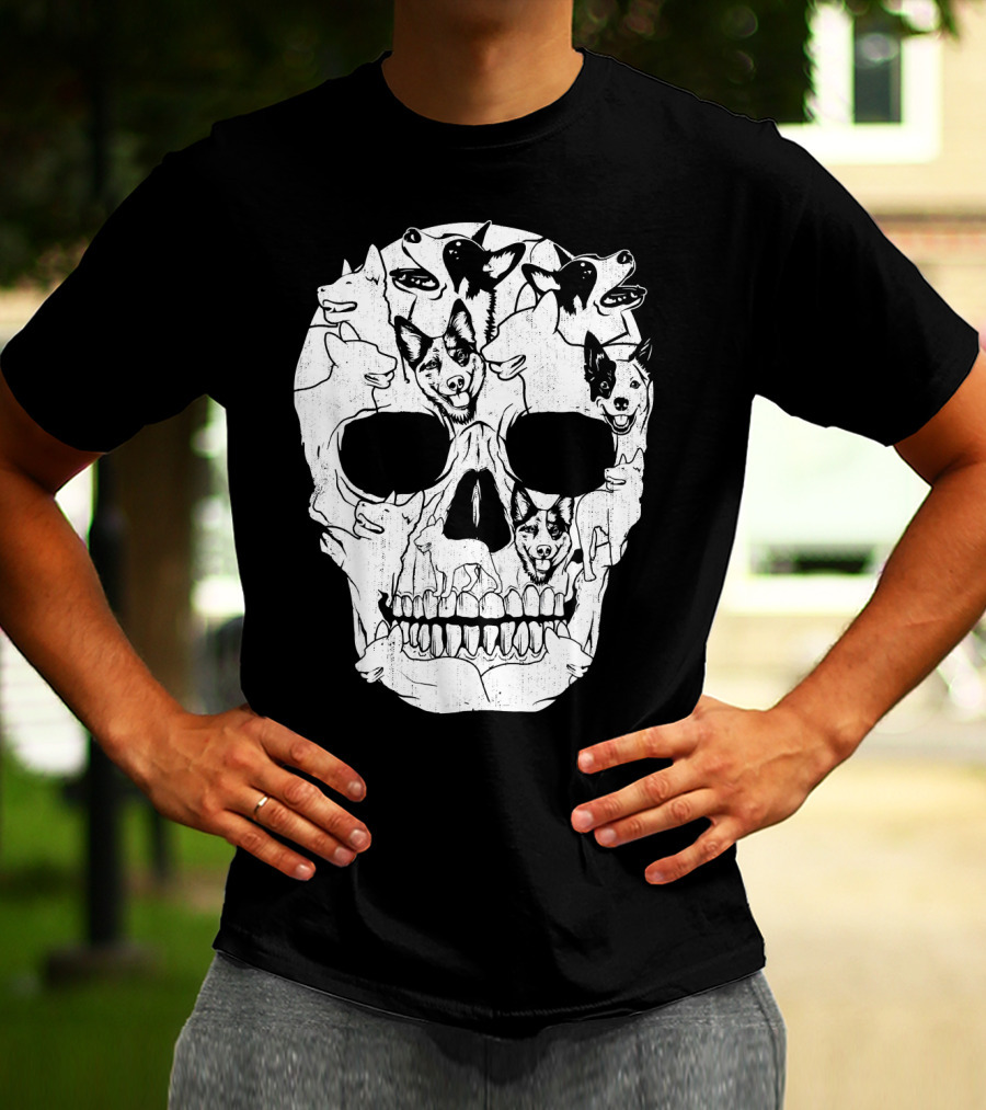 Australian Cattle Dog Skull Halloween Co Canine T-Shirt