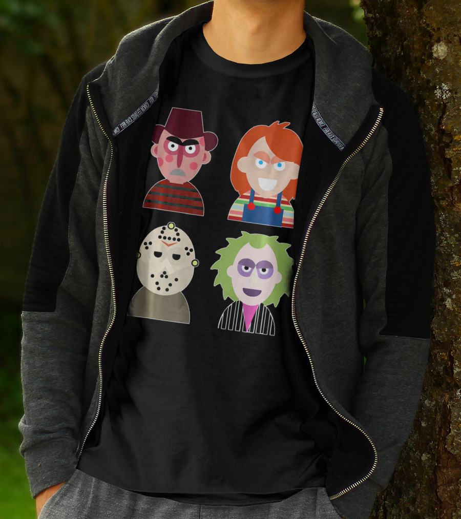 Freddy Krueger Chucky Jason Voorhees Beetlejuice Horror Movie Icons T-Shirt