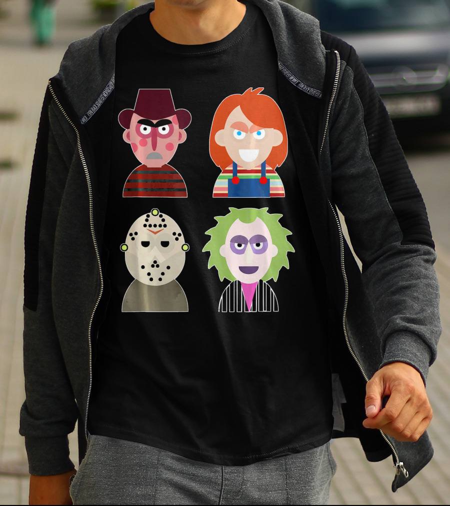Freddy Krueger Chucky Jason Voorhees Beetlejuice Horror Movie Icons T-Shirt