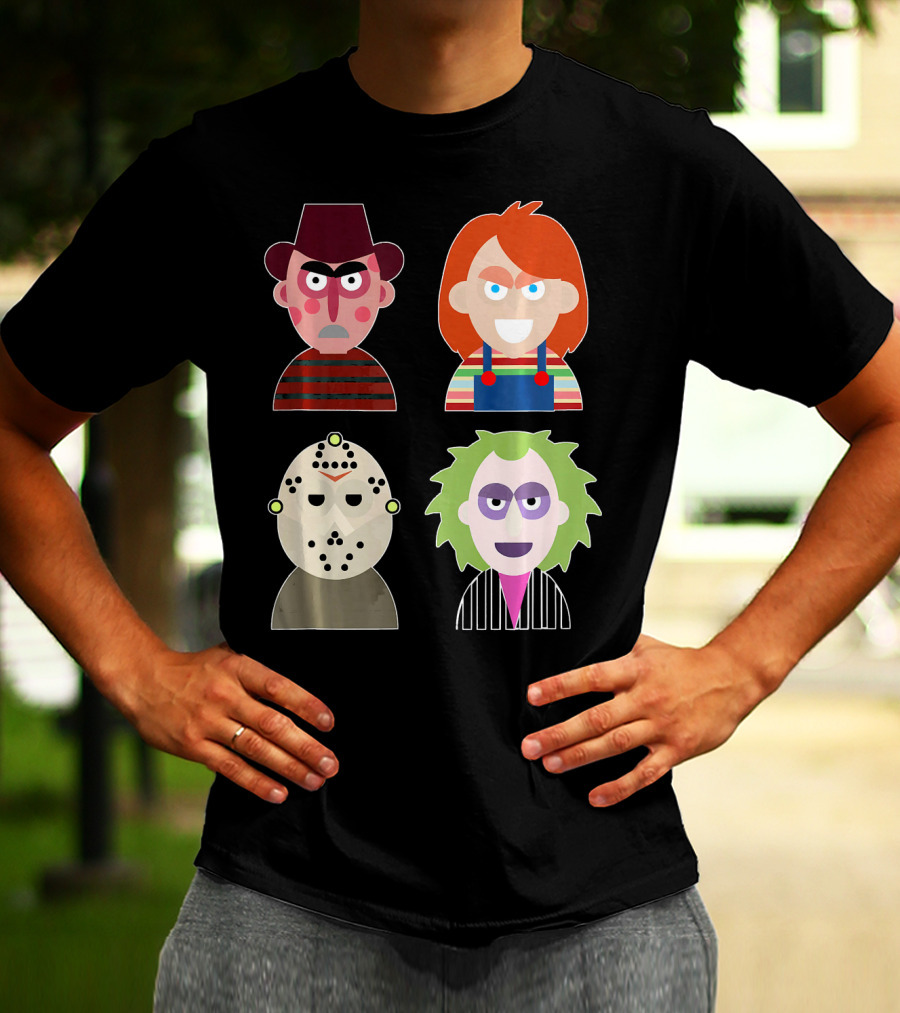 Freddy Krueger Chucky Jason Voorhees Beetlejuice Horror Movie Icons T-Shirt