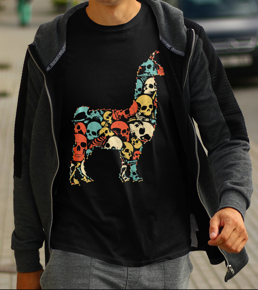 LLAMA Skull Skeleton Bone T-Shirt