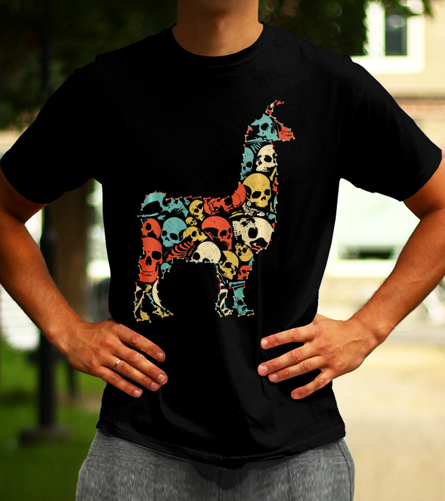 LLAMA Skull Skeleton Bone T-Shirt