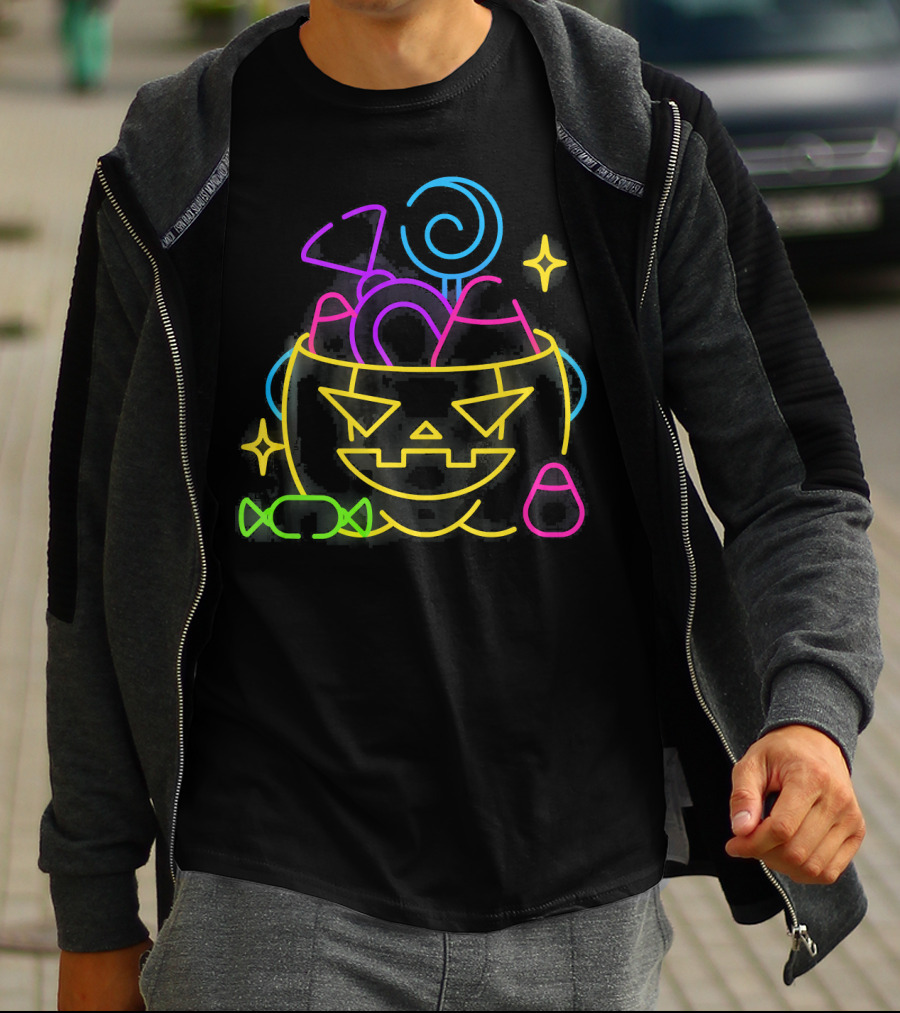 Neon Pumpkin Candy Halloween Costume T-Shirt