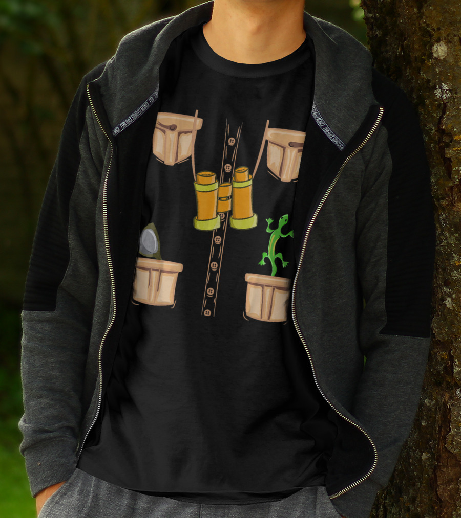 Halloween Animal Zookeeper Jungle Safari Binoculars Lizard Costume T-Shirt