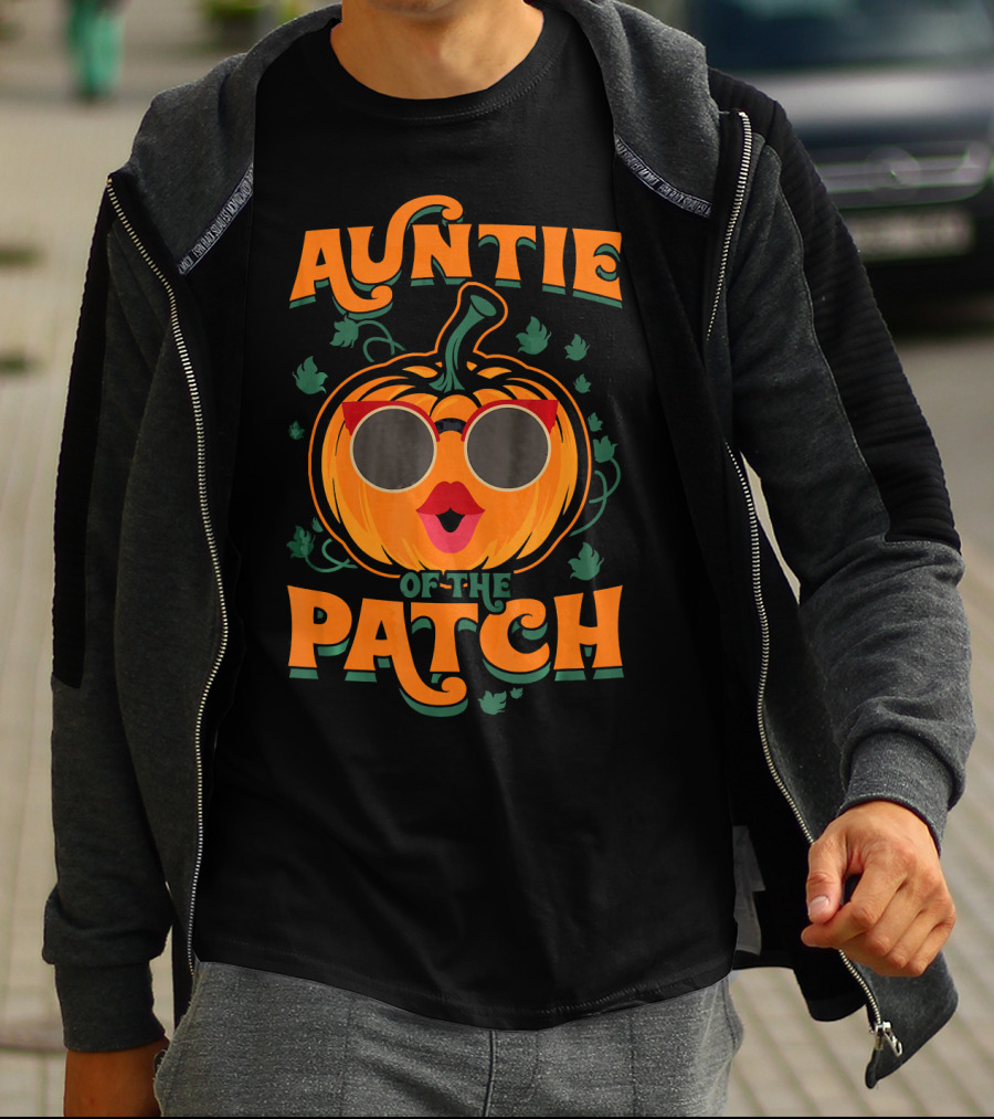 Auntie Of The Patch Sunglasses Pumpkin Face T-Shirt