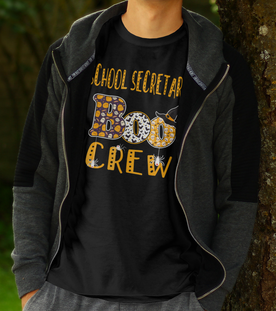 School Secretary Boo Crew Halloween Teacher T-Shirt