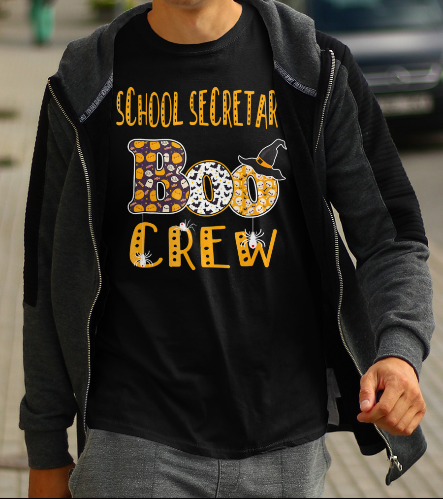School Secretary Boo Crew Halloween Teacher T-Shirt