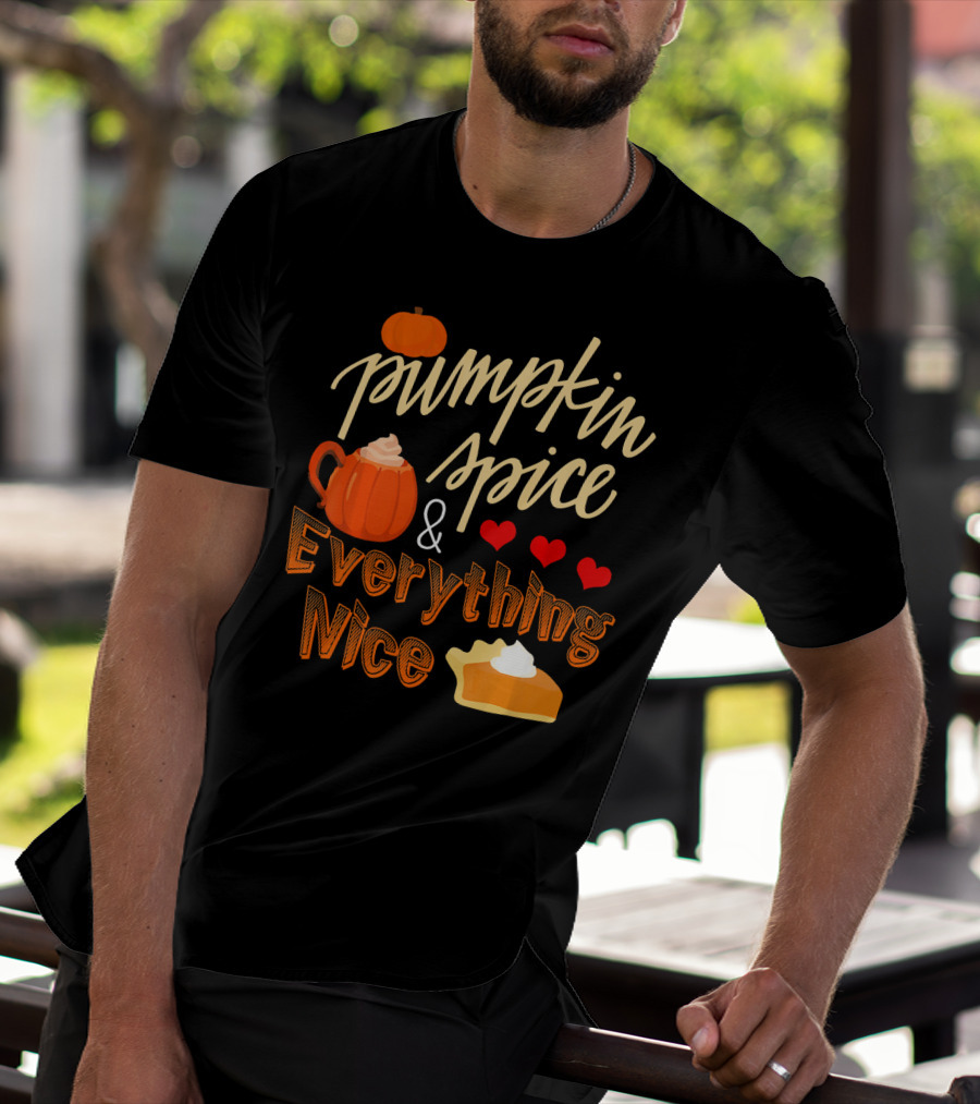 Pumpkin Spice And Everything Nice Hearts Pie Slice T-Shirt