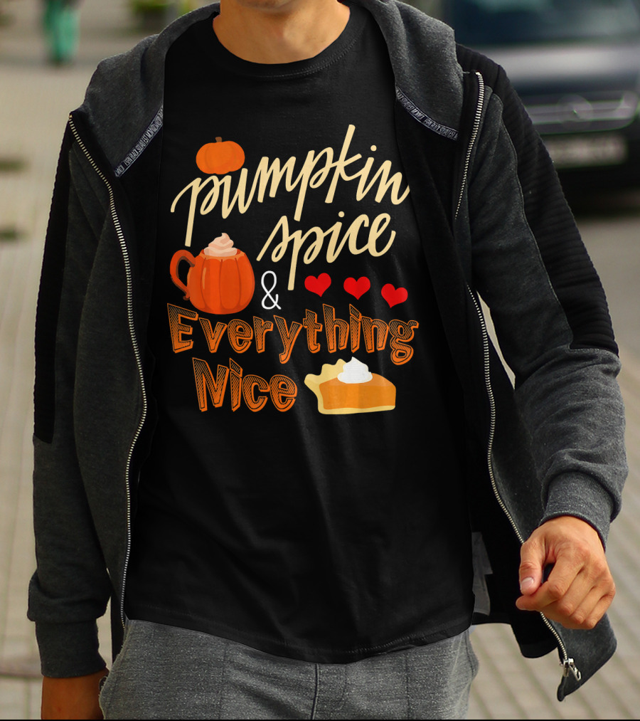 Pumpkin Spice And Everything Nice Hearts Pie Slice T-Shirt