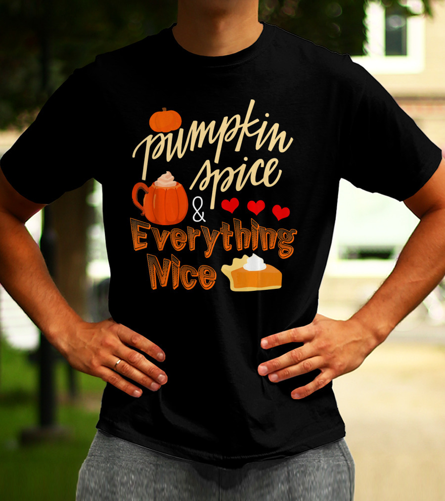Pumpkin Spice And Everything Nice Hearts Pie Slice T-Shirt