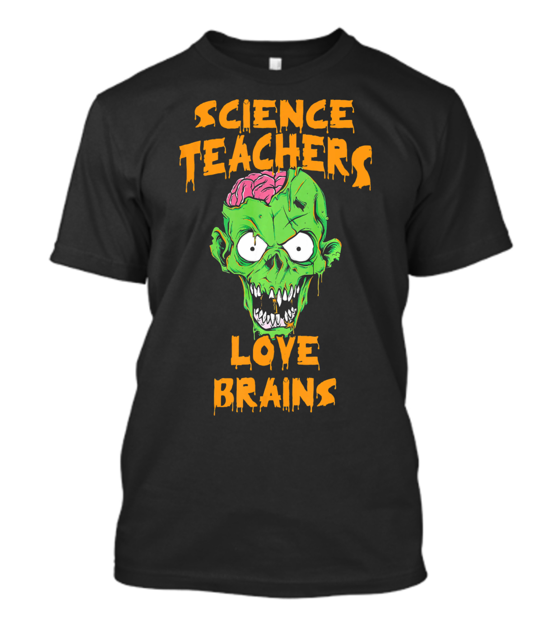 Science Teachers Love Brains Zombie Head Halloween T-Shirt