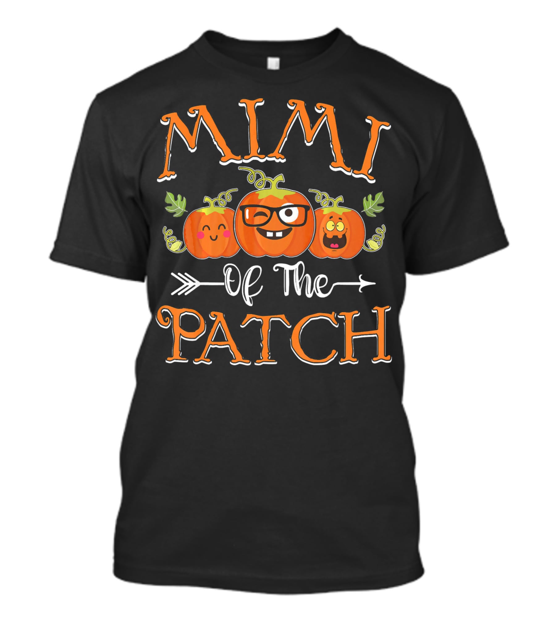 Mimi Of The Patch Pumpkin Faces With Glasses And Leaves T-Shirt