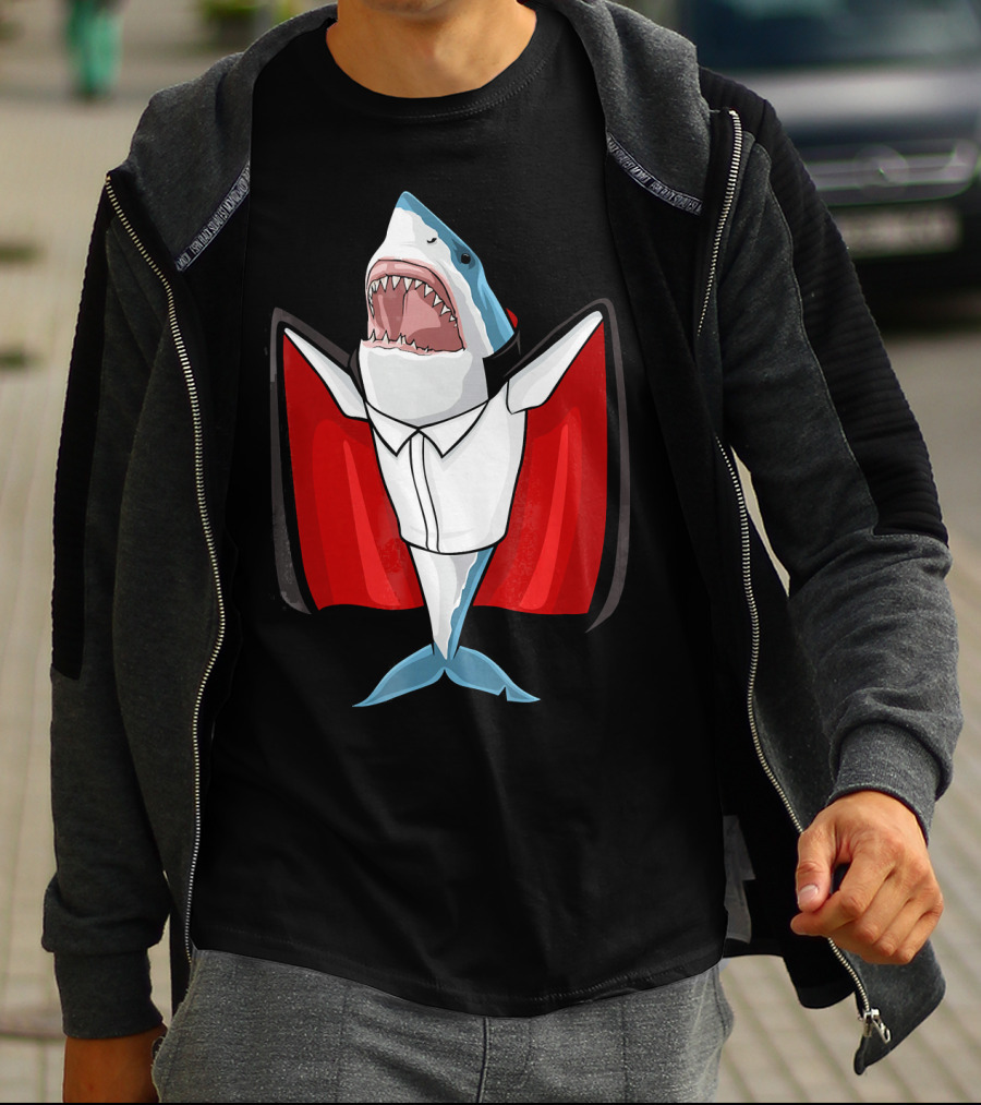 Halloween Shark Vampire Funny Costume T-Shirt