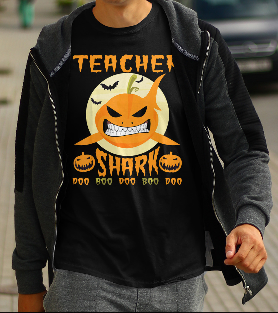 Teacher Shark Doo Doo Boo Boo Pumpkin Halloween T-Shirt
