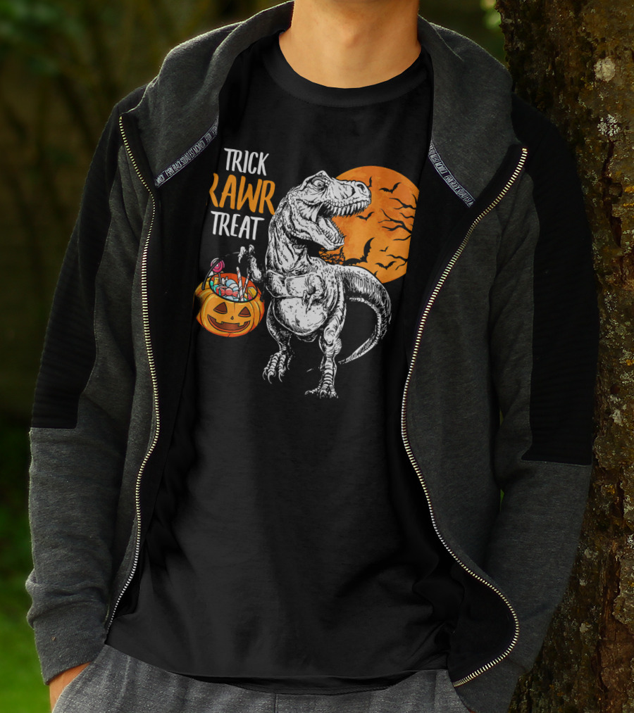 Trick Rawr Treat Dinosaur Rex Pumpkin Moon T-Shirt