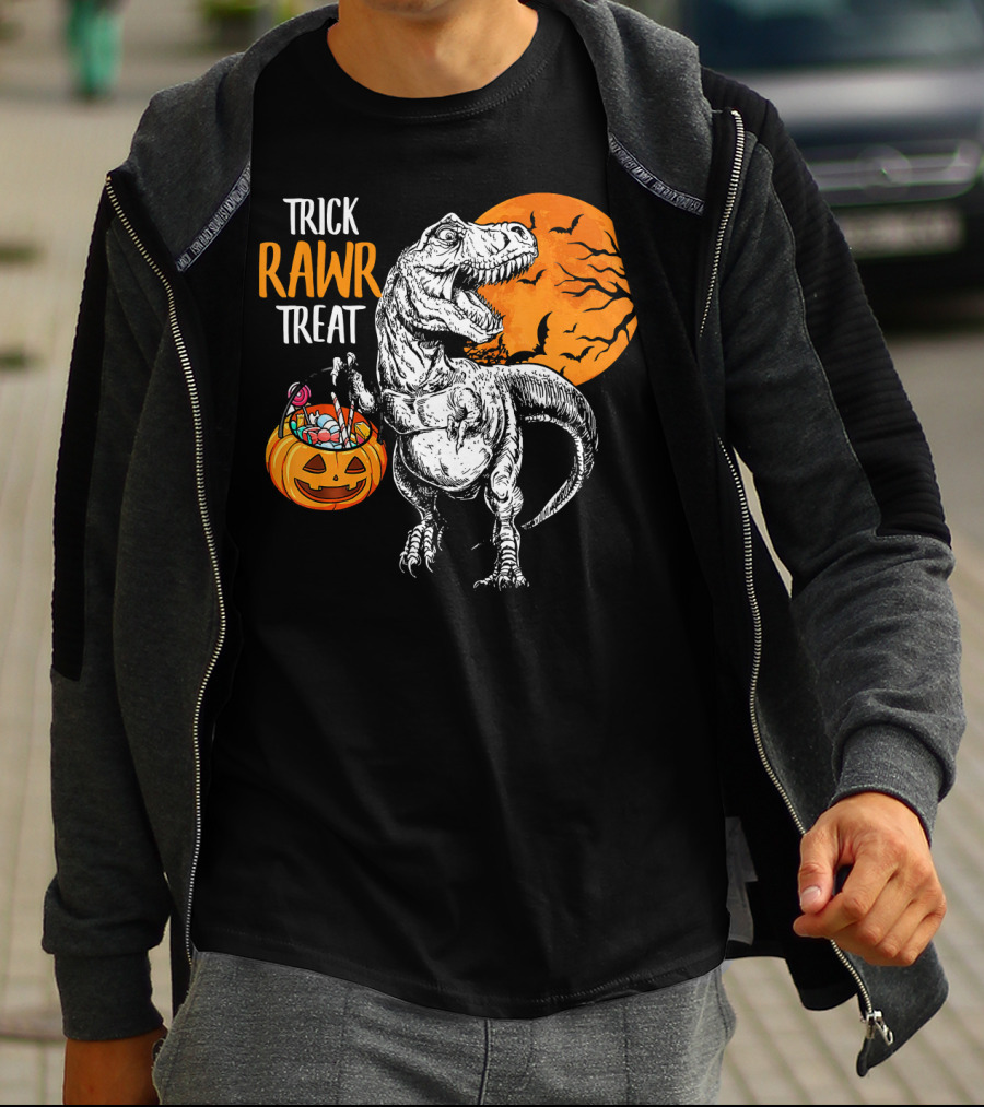 Trick Rawr Treat Dinosaur Rex Pumpkin Moon T-Shirt