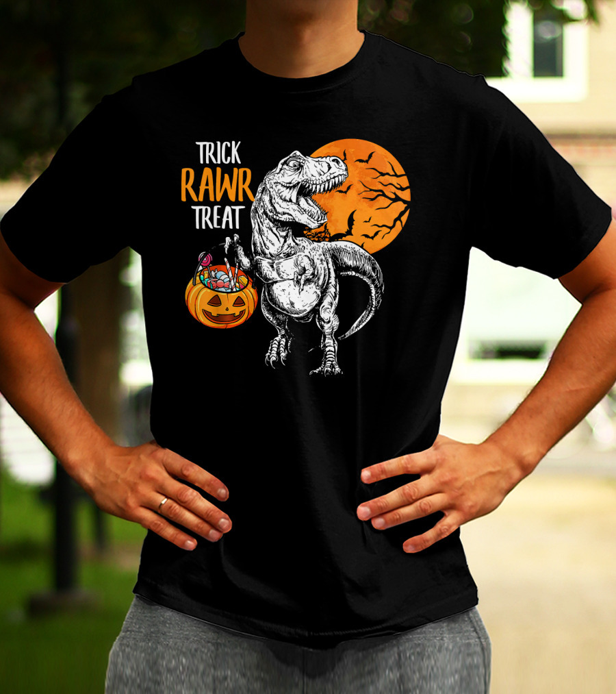 Trick Rawr Treat Dinosaur Rex Pumpkin Moon T-Shirt