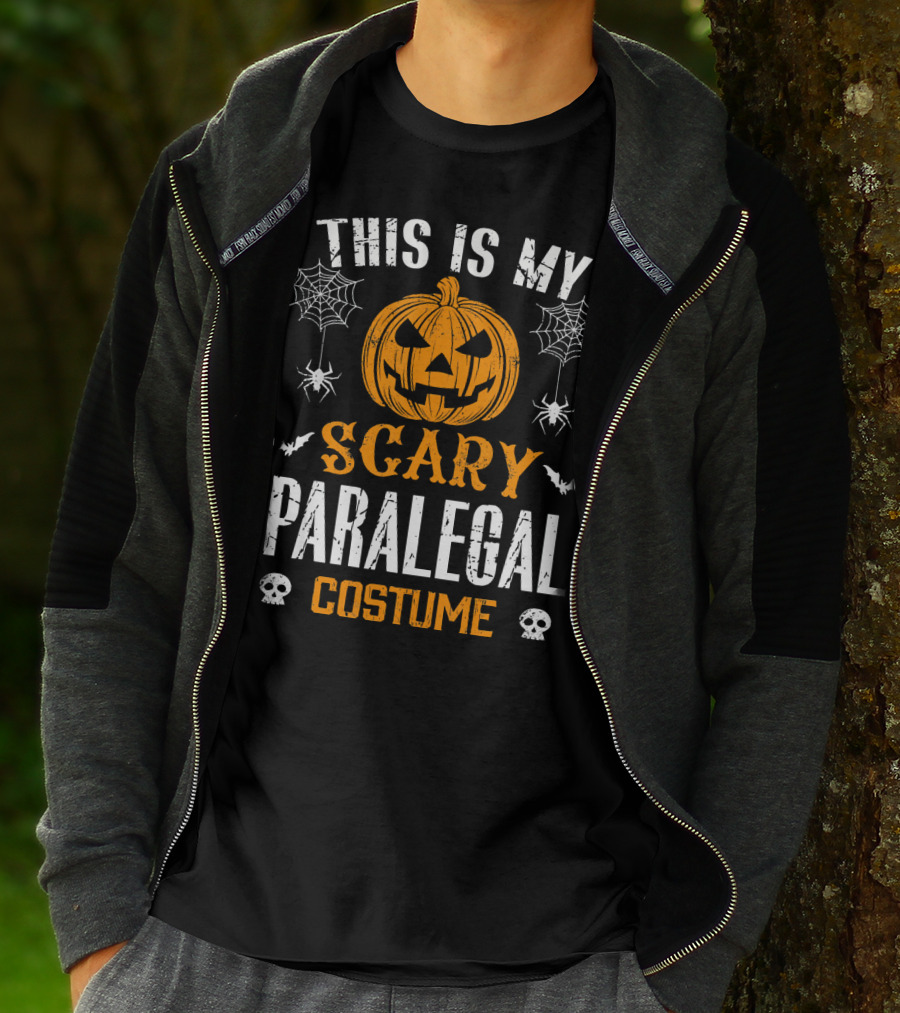 This Is My Scary Paralegal Costume Halloween Pumpkin Spiders Bats Skulls T-Shirt