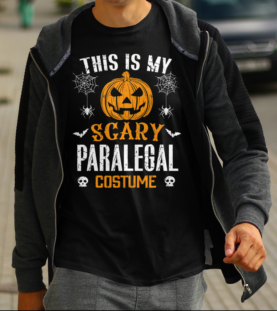 This Is My Scary Paralegal Costume Halloween Pumpkin Spiders Bats Skulls T-Shirt
