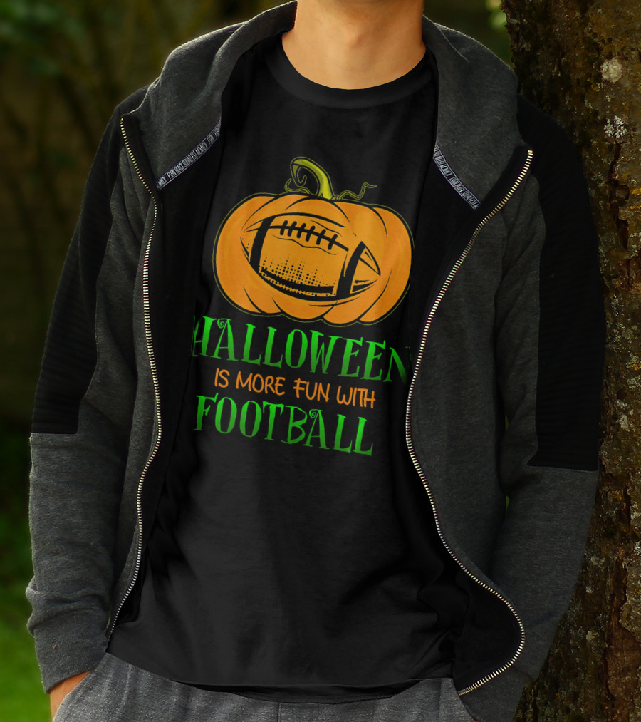 Halloween Is More Fun With Football Pumpkin T-Shirt