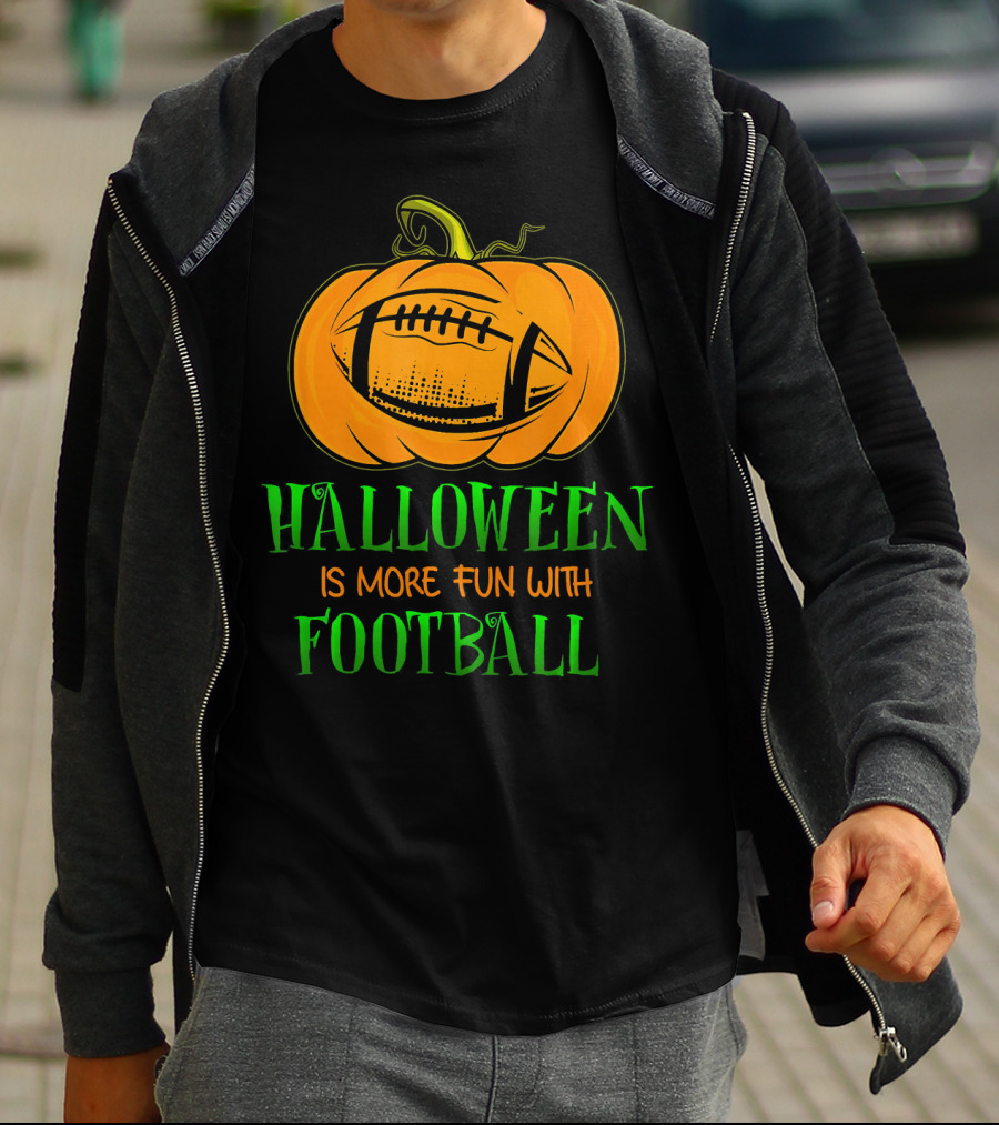 Halloween Is More Fun With Football Pumpkin T-Shirt