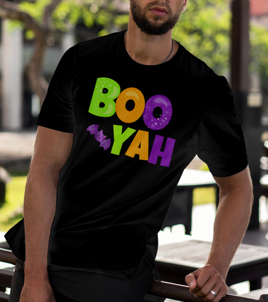 Boo Yah Halloween Bat Spooky Colors T-Shirt