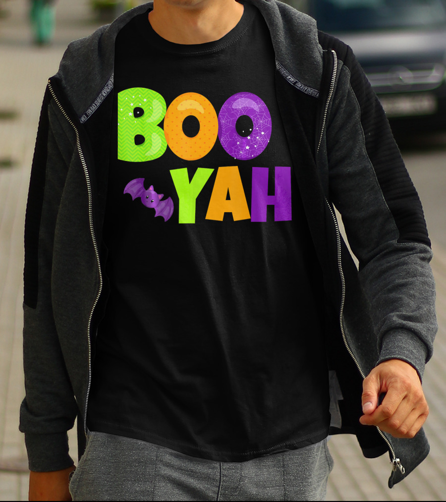 Boo Yah Halloween Bat Spooky Colors T-Shirt