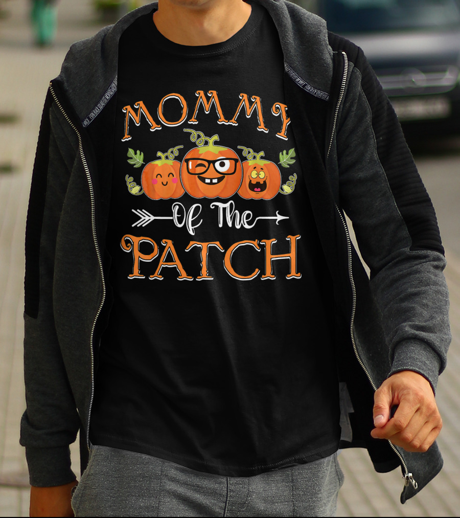 Mommy Of The Patch Pumpkin Trio With Cute Faces And Glasses T-Shirt