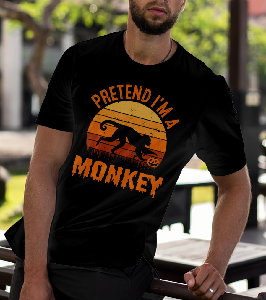 Pretend I’m A Monkey Halloween Sunset T-Shirt