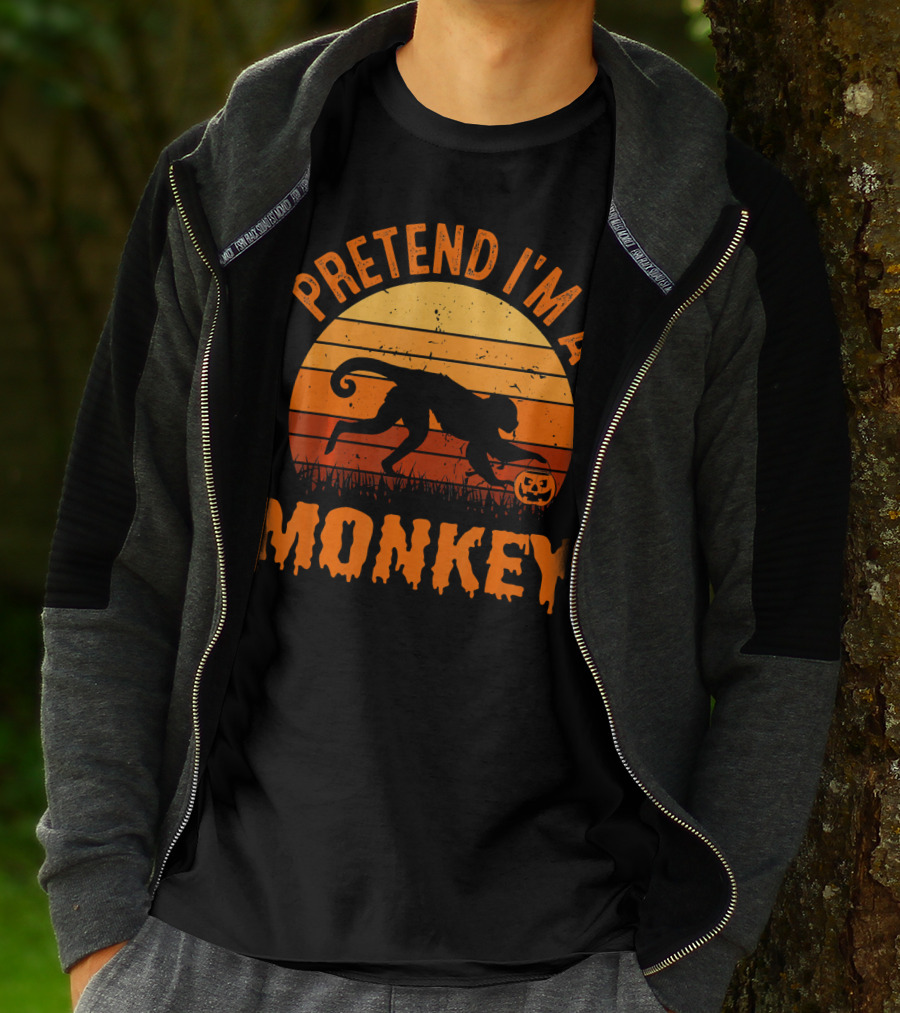Pretend I’m A Monkey Halloween Sunset T-Shirt