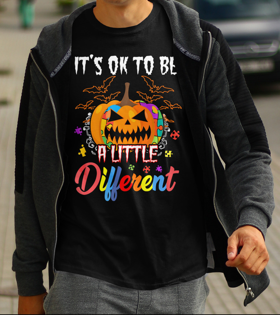 It's Ok To Be A Little Different Halloween Pumpkin T-Shirt