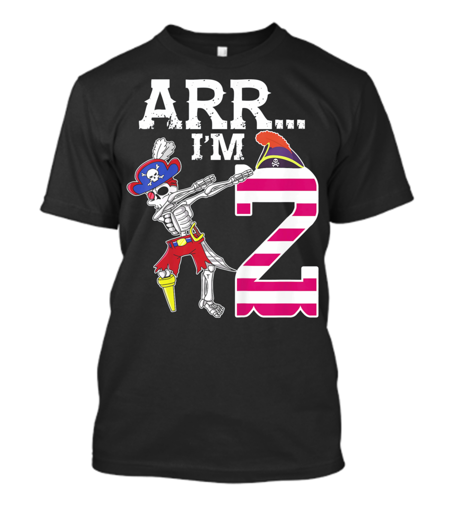 ARR Im 2 Pirate Skeleton Dab 2nd Birthday Party Kids T-Shirt