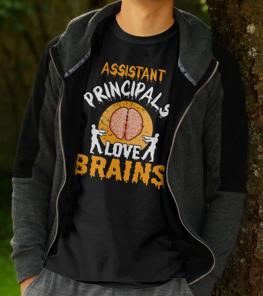 Assistant Principals Love Brains Zombie Style Halloween T-Shirt
