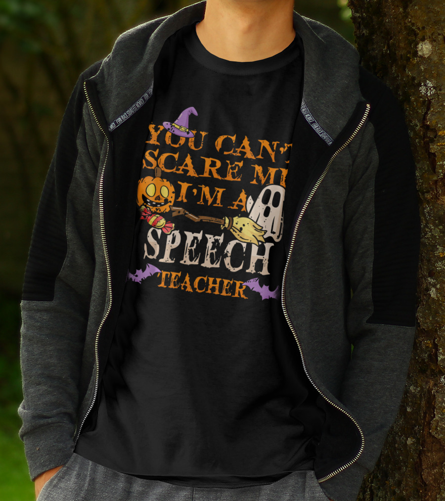 You Can't Scare Me I'm A Speech Teacher Halloween Ghost Pumpkin T-Shirt