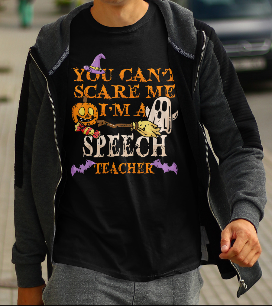 You Can't Scare Me I'm A Speech Teacher Halloween Ghost Pumpkin T-Shirt