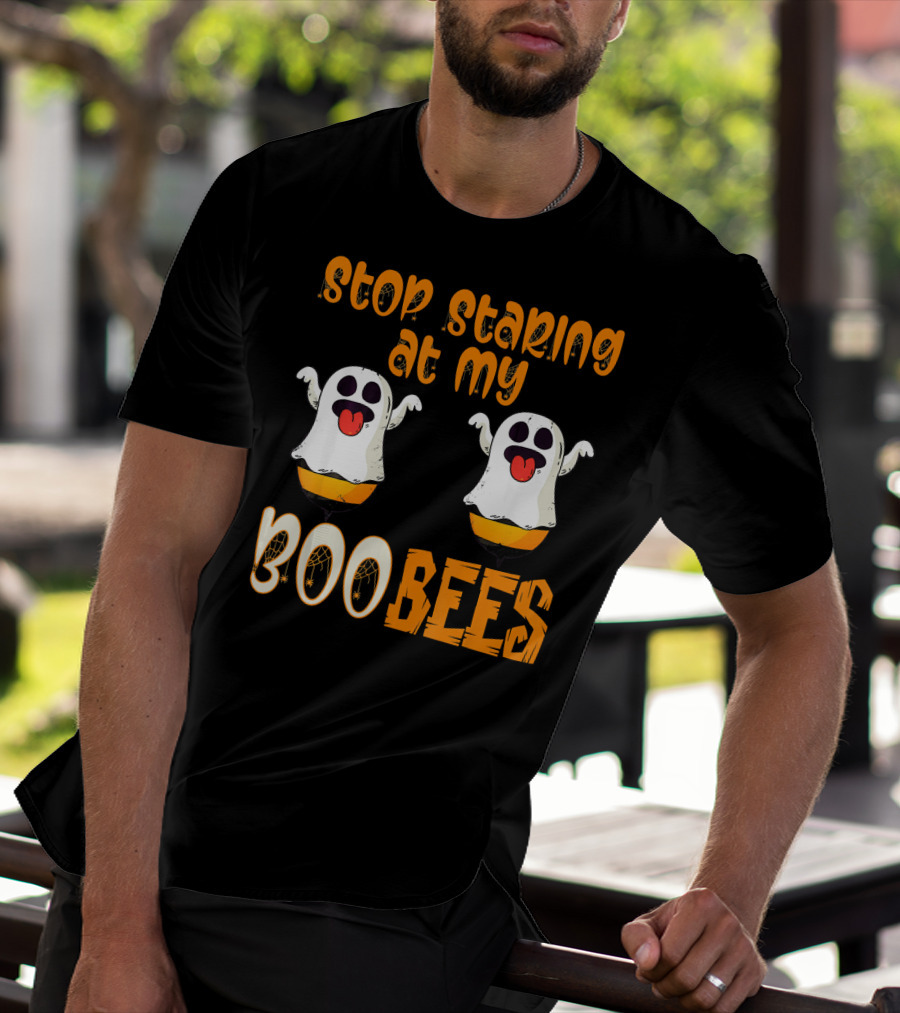 Stop Staring At My Boo Bees Ghosts With Pumpkins T-Shirt