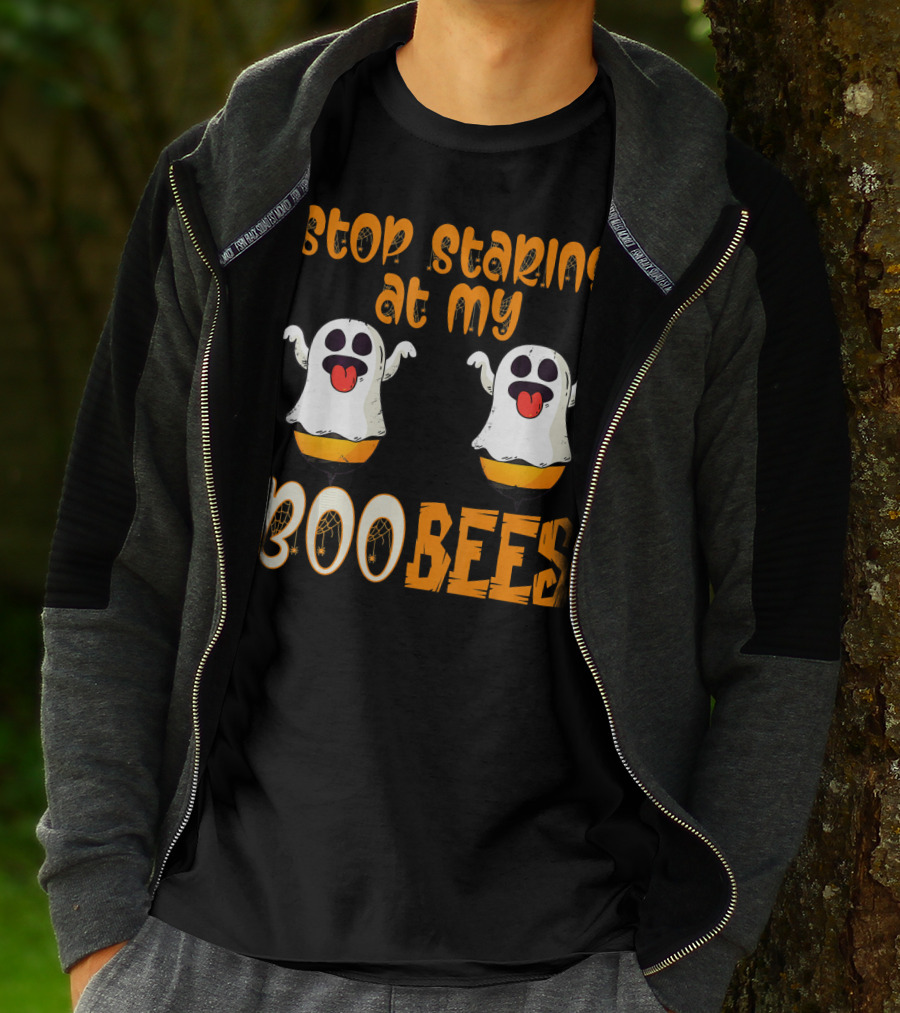 Stop Staring At My Boo Bees Ghosts With Pumpkins T-Shirt