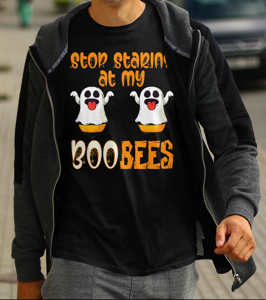 Stop Staring At My Boo Bees Ghosts With Pumpkins T-Shirt