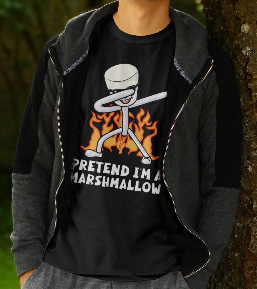 Pretend I'm A Marshmallow Funny Dab With Flames T-Shirt