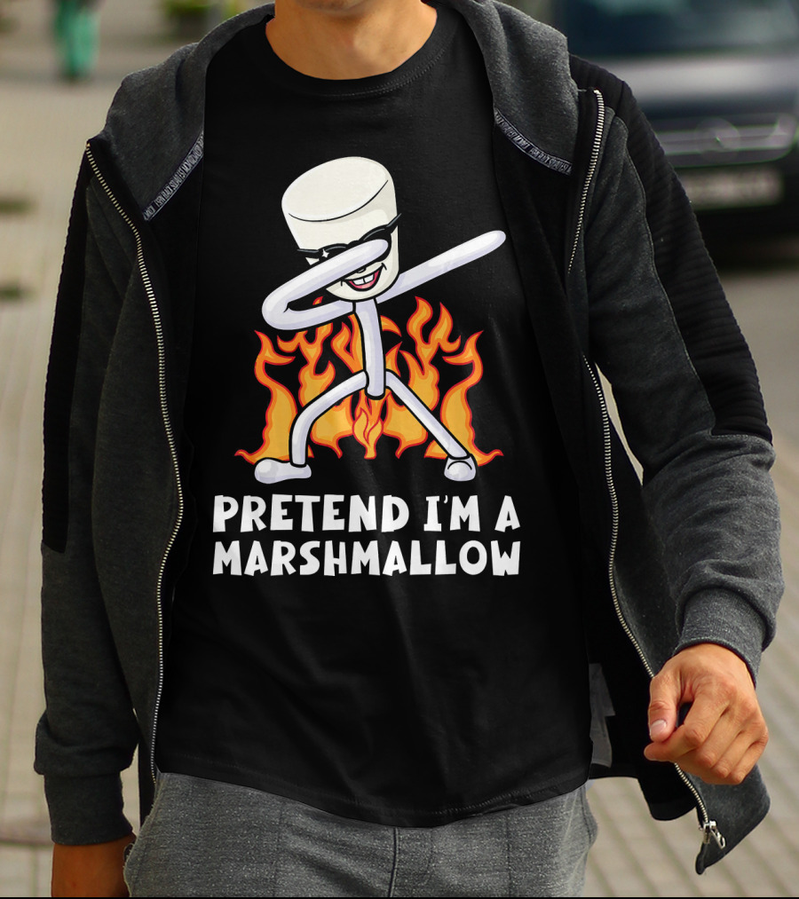 Pretend I'm A Marshmallow Funny Dab With Flames T-Shirt