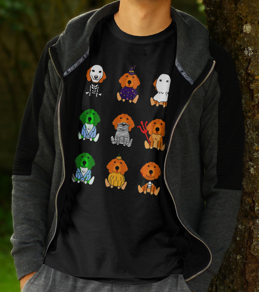 Irish Setter Halloween Costumes Skeleton Mummy Ghost Devil Pumpkin Wizard Green Monster T-Shirt