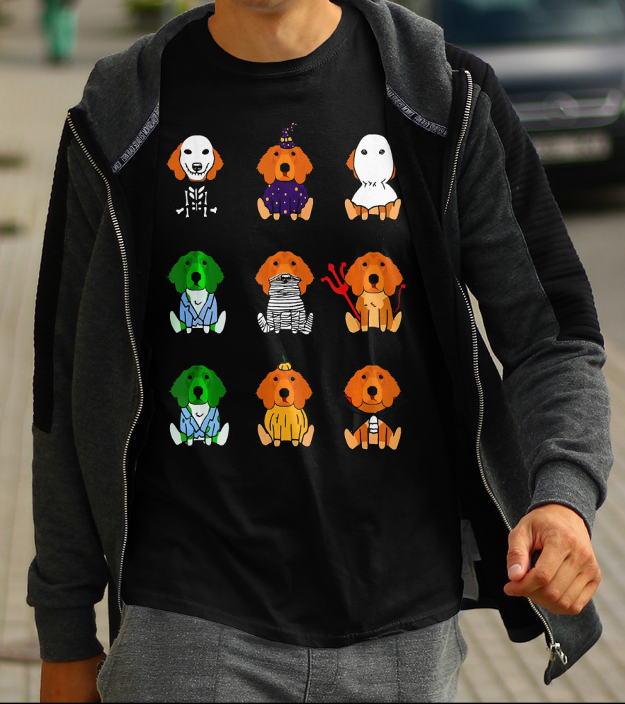 Irish Setter Halloween Costumes Skeleton Mummy Ghost Devil Pumpkin Wizard Green Monster T-Shirt